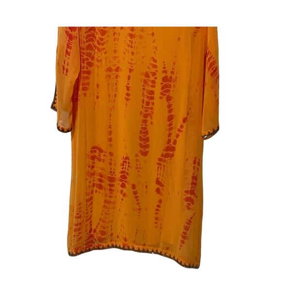 Soft Surroundings Womens Medium Popover Kaftan Slip Dress 2Pc Sheer Orange NWT - Picture 8 of 11